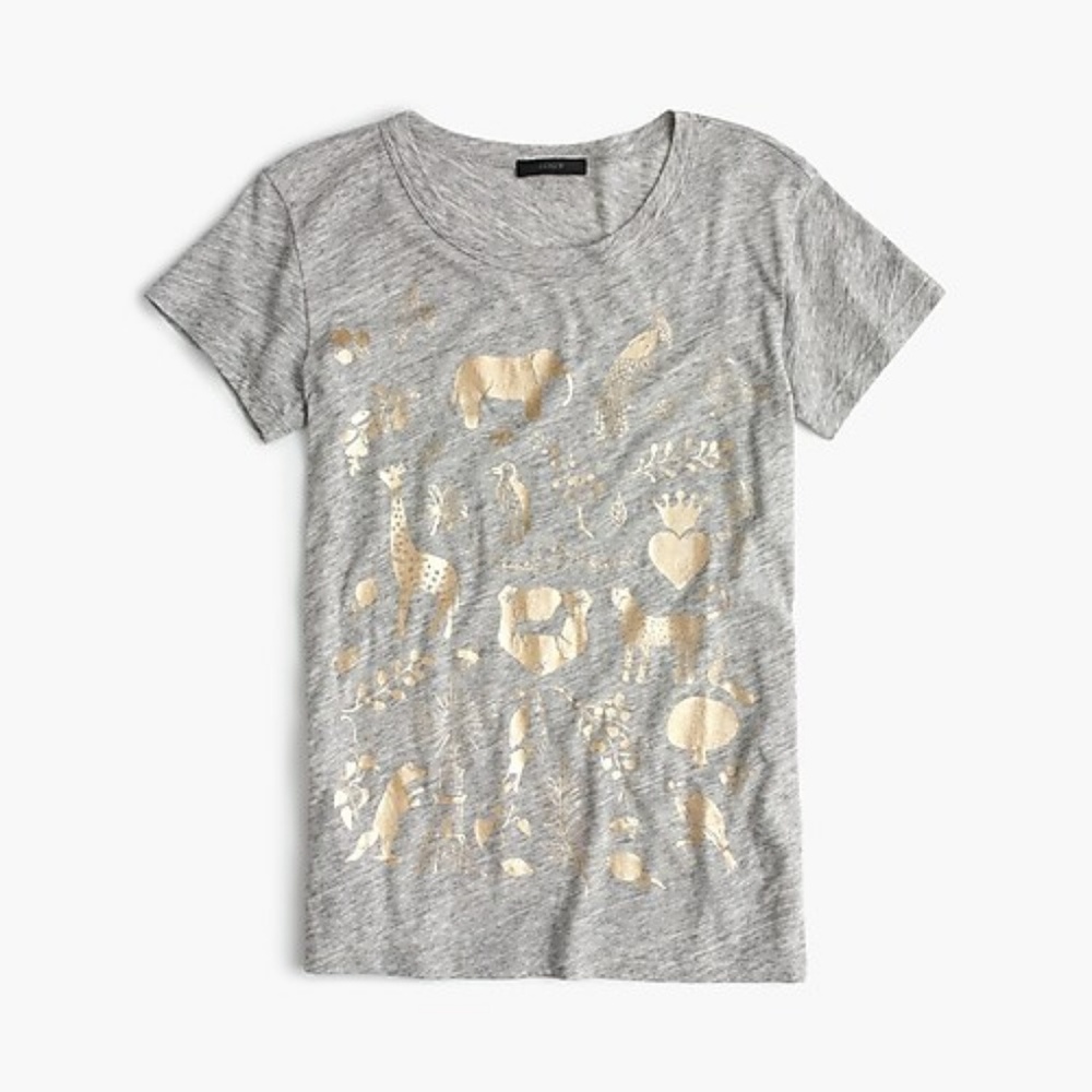 J. Crew Metallic Menagerie T-Shirt